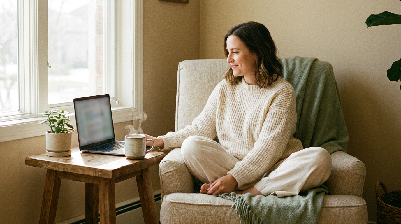Consultation de sexologie en visio sur ordinateur dans un cadre intime